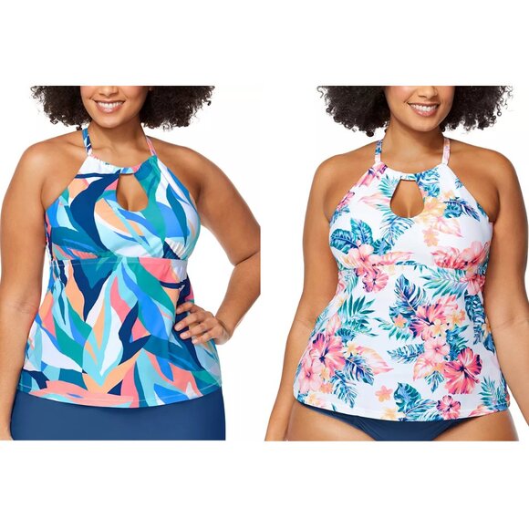 NWT Raisins Curve Women's Rosalie Strappy-Back Tankini Top 16W-22W $70 LLL176 - Picture 1 of 5